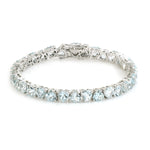 Prong Set Heart Shaped Aquamarine In 18k White Gold Fixed & Flexible Bracelet For Gift