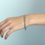 Aquamarine March Birthstone Tennis Fixed & Flexible Bracelet In 14K White Gold