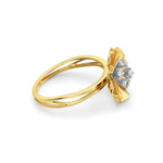 Natural Diamond In 14K Yellow Gold Beautiful Flower Ring For Women