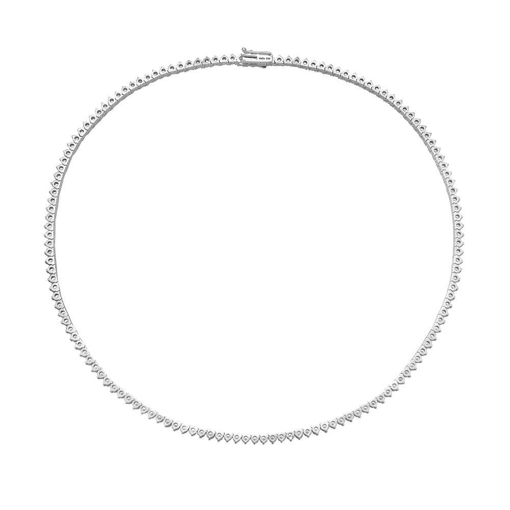 14K White Gold Prong Natural Diamond Choker Necklace Jewelry