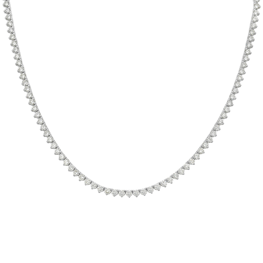 14K White Gold Prong Natural Diamond Choker Necklace Jewelry
