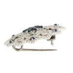 Marquise Sapphire Diamond Diamond Beautiful Brooch In 18k White Gold