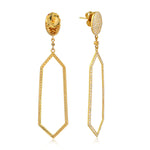 18K Yellow Gold Pave Natural Diamond Long Dangler Earrings For Women's