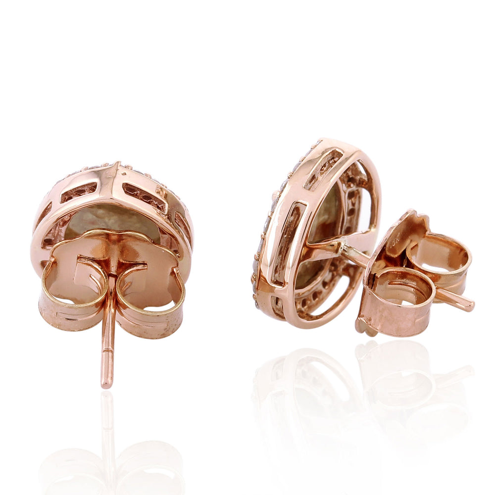 18K Rose Gold Prong Natural Ice Diamond Minimal Stud Earrings For Her Birthday Gifts