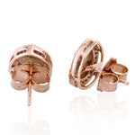 18K Rose Gold Prong Natural Ice Diamond Minimal Stud Earrings For Her Birthday Gifts