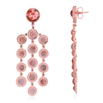 18K Solid Rose Gold Natural Round Ice Diamond Bridal Chandelier Earrings For Her