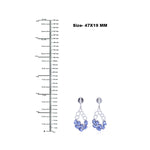 Oval Cut Blue Slice Sapphire Pave Diamond Geometric Danglers In 18K White Gold