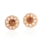 Solid Yellow Gold Prong Round Ice Diamond Sun Light Stud Earrings For Women's