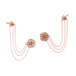 Delicate Floral Ice Diamond Wedding Ear Cuff Earrings In 18K Rose Gold For Women's