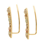 18k Yellow Gold Diamoind ear Climber Stud Earrings Handmade Jewelry