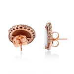 Carving Shall Cameo Women Face Stud Earrings In 18K Rose Gold For Her