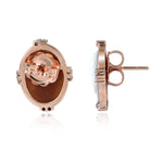 Oval Cut Shall Cameo Women Face Prong Diamond Stud Earrings In 18K Rose Gold