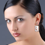 Cushion Shape Carved Shall Cameo Prong Diamond Designer Dangler In 18K Rose Gold