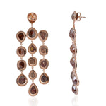 18K Rose Gold Prong Natural Ice Diamond Bridal Chandelier Earrings For Women's