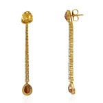 18K Yellow Gold Natural Ice Diamond Designer Ear threader Earrings For Her