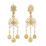 Fancy Coloured Ice Diamond Drills Large Chandelier Luxury Earrings For Women In 18K Gold