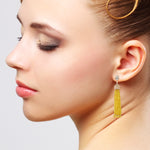 Yellow Sapphire Baguette Diamond Wedding Tassel Earrings in 18k Rose Gold Gift