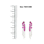 Oval Cut Slice Ruby In 18k White Gold Prong Diamond Partywear Chandelier Earrings