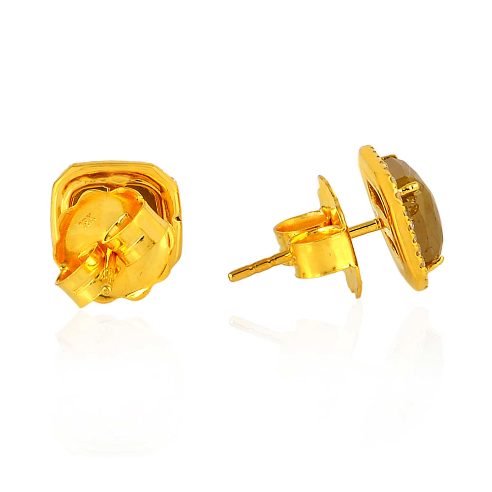 Solid Yellow Gold Prong Natural Ice Diamond Classic Stud For Christmas Gifts