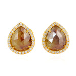 Trendy Pear Cut Ice Diamond Stud Earrings For Women In 18K Gold