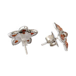 Pear Cut Natural Ice Diamond Flower Stud Earrings In 18K White Gold Jewelry