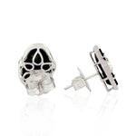 Uneven Geode Marquise Diamond Stud Earrings In 18K White Gold For Gifts