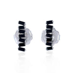 18K White Gold Prong Baguette Black Diamond Stud Earrings For Her