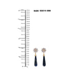 Sodalite Tapered Baguette Tanzanite Pave Diamond Long Dangle Earrings in Gold