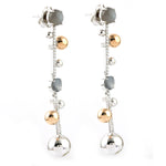 14K White Gold Pave Diamond Bezel Set Moonstone Designer Dangler