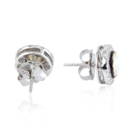 18K White Gold Bezel Set Rose Cut Diamond Stud Earrings For Her