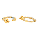 Labradorite Tapered Cut Aquamarine Pave Diamond Hoop Earrings In Yellow Gold