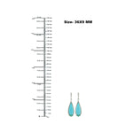 Pear Cut Turquoise Prong Emerald Pave Diamond Drop Dangler In 18K White Gold