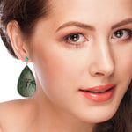 Picture Bakelite Bezel Set Emerald Pave Diamond Bird Drop Dangler In White Gold