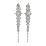 Natural Diamond Micro Pave Snow Drop Dangle Earrings In 14K White Gold For Christmas Gift