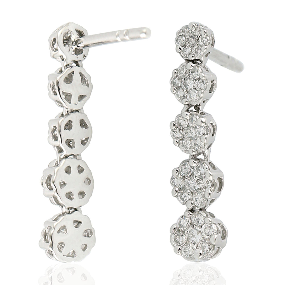 18K White Gold Natural Pave Diamond Dangle Earrings For Her