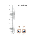 18k Rose Gold Baguette Cut Diamond Prong Opal Doublet Gemstone Dangler