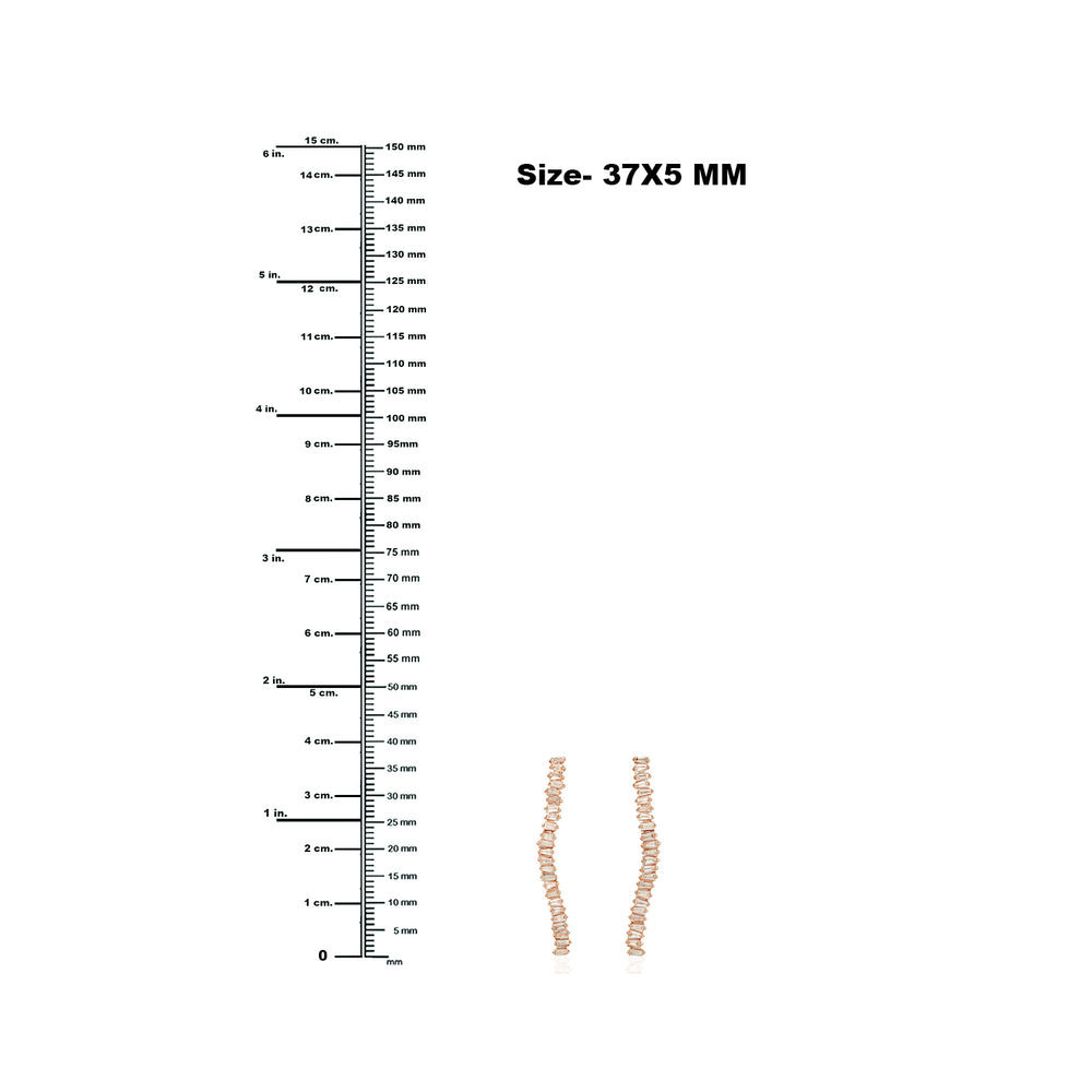 Tapered Baguette Cut Diamond Ladder Dangle Earrings In 18k Rose Gold
