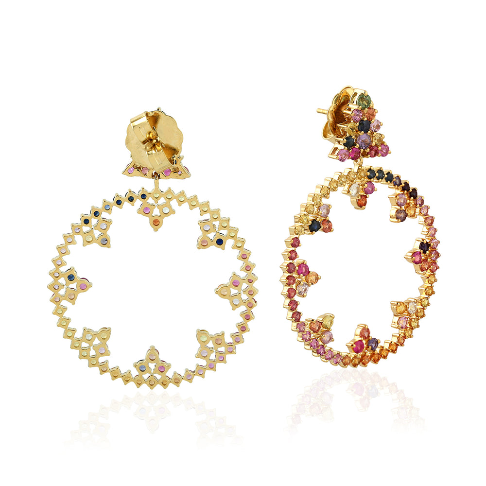 Multicolor Sapphire Gemstone Beautiful Dangler In 18K Yellow Gold