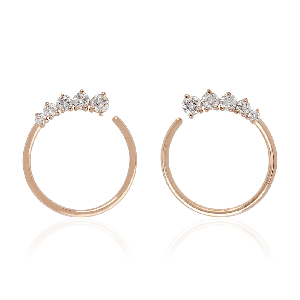 Prong Set Diamond Hoop Design Stud Earring In 18K Rose Gold