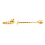 14K Yellow Gold Designer Chain Ear Thread Earrings Prong Diamond Jewelry