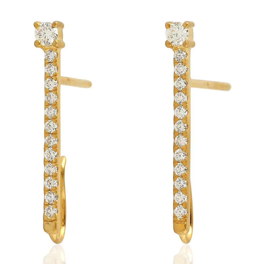 18K Yellow Gold Micro Pave Natural Diamond Designer Stud Jewelry For Gift