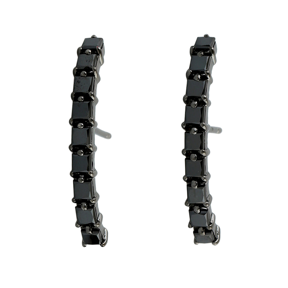 18K Oxidized Gold Pave Black Diamond Designer Earrings For Gift