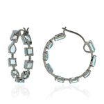 Blue Topaz November Birthstone In 18k Oxidized Gold Beautiful Hoop Earring For Gift