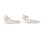 14K White Gold Pave Natural Diamond Designer Ear Thread Earrings Jewelry