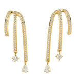 Natural Diamond Pave Designer Earrings 18K Yellow Gold Jewelry