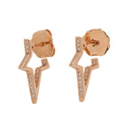 18K Rose Gold Half Star Earrings Pave Natural Diamond Jewelry For Birthday Gifts