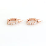 Micro Pave Diamond 18K Rose Gold Spike Shape Huggies Earrings For Her