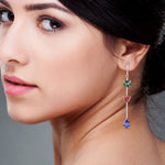 Tanzanite Pink Green Tourmaline Pave Diamond Beautiful Hook Danglers For Women