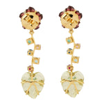 Handcarved Multiple Gemstone Floral Danglers In Solid 18k Gold For Women