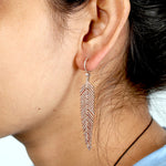 Natural Pave Diamond Leaf Shape Danglers In 18k Rose Gold Jewelry Gift For Her